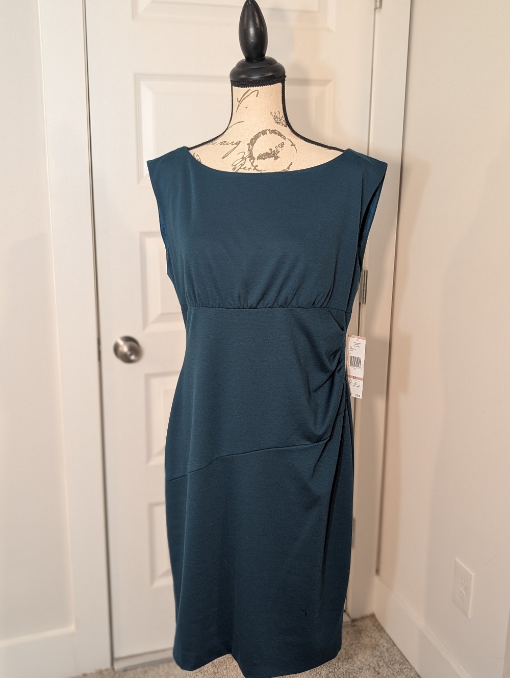 Jones New York Teal Midi Sheath with Side Ruching Size 12